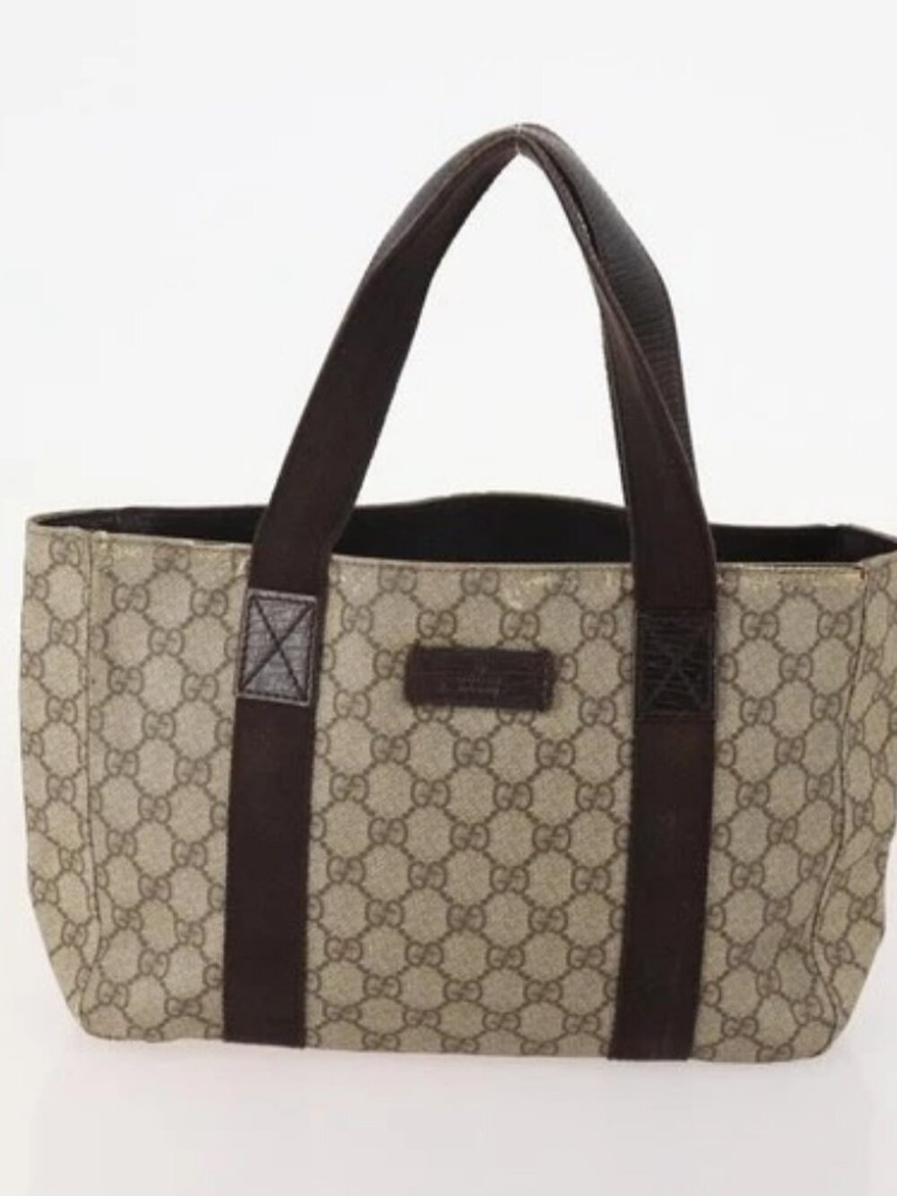 GUCCI GG Supreme Web Sherry Line Tote Bag PVC 4 Set Beige Brown Auth 178835 - Picture 6 of 15